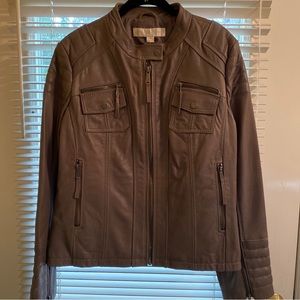 Boston Proper Genuine Leather Motto Jacket, Grey Size XL